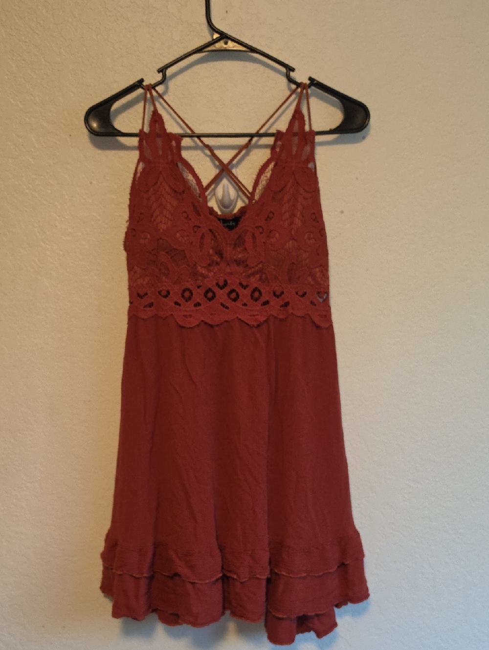 Lace Bodice Strappy Rust Sundress